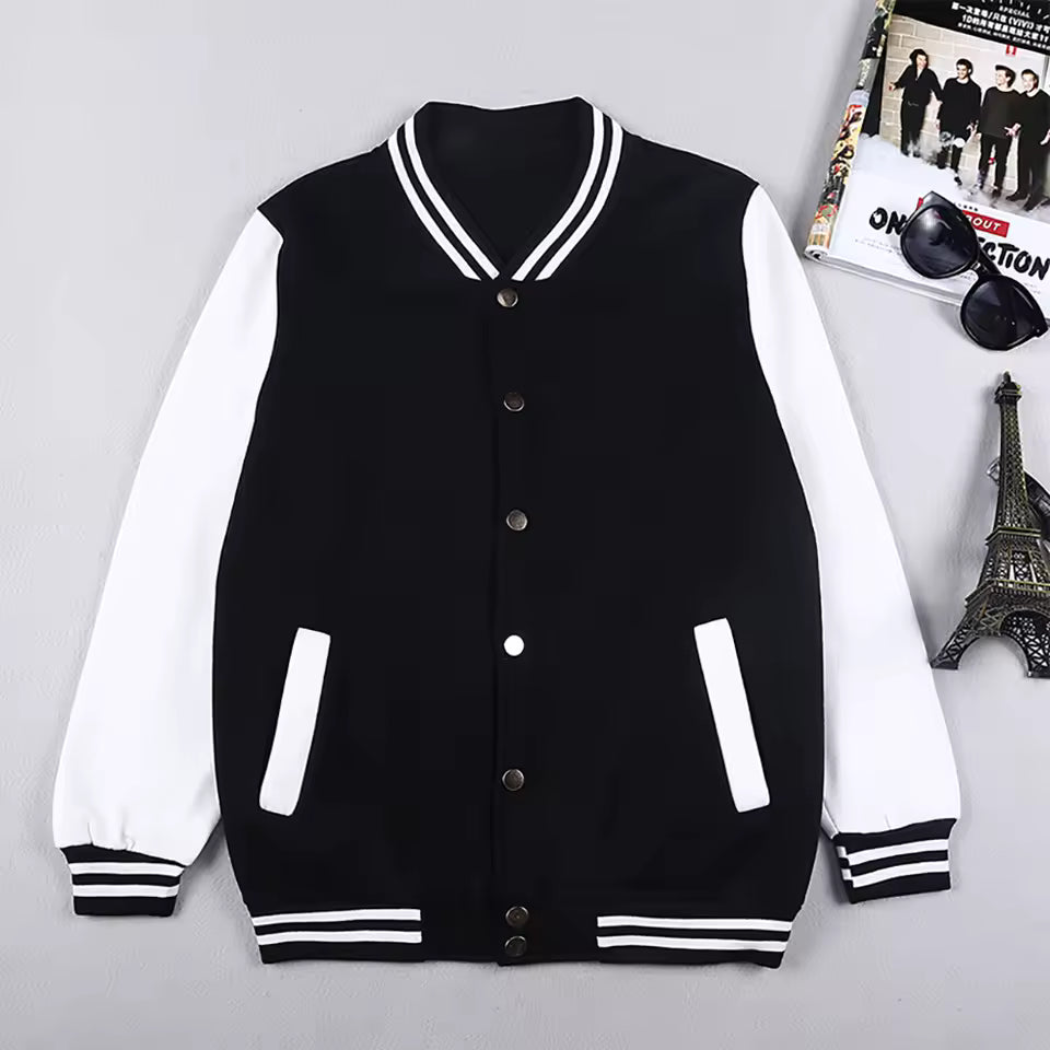 Black&White Varsity Jacket Loose