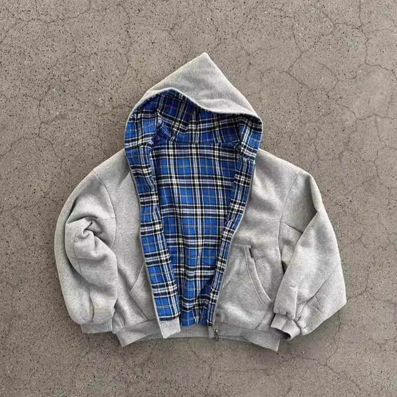 Double Sided Oversized Zipper Hoodie