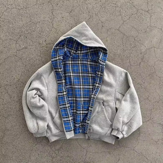 Double Sided Oversized Zipper Hoodie